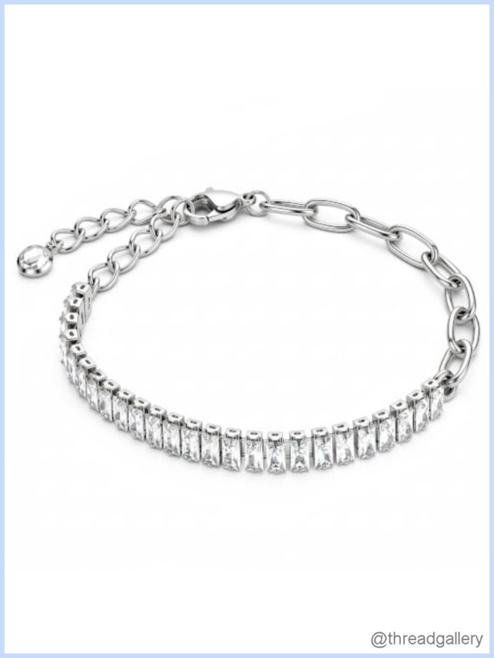 Women's Silver Plated Cubic Zirconia Tennis Bracelet 7" Link Chain